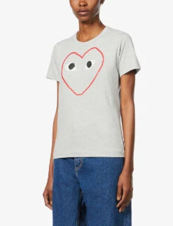 Comme Des Garçons Play Logo-print Cotton-jersey T-shirt -Ted Baker Store 1154 2000022 P1T265 GREY ALT02