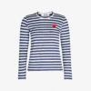 Comme Des Garçons Play Heart-embroidered Striped Cotton-jersey Top 2 Comme Des Garçons Play Heart-embroidered Striped Cotton-jersey Top -Ted Baker Store 143 2000022 P1T009 NAVYWHITE ALT10