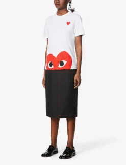 Comme Des Garçons Play Big Heart-appliqué Cotton-jersey T-shirt -Ted Baker Store 143 2000022 P1T034 WHITE ALT01