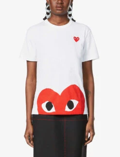 Comme Des Garçons Play Big Heart-appliqué Cotton-jersey T-shirt -Ted Baker Store 143 2000022 P1T034 WHITE ALT02