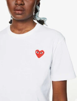 Comme Des Garçons Play Big Heart-appliqué Cotton-jersey T-shirt -Ted Baker Store 143 2000022 P1T034 WHITE ALT05