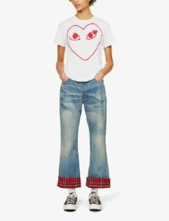 Comme Des Garçons Play Heart-logo Cotton-jersey T-shirt -Ted Baker Store 143 2000022 P1T099 WHITE ALT01