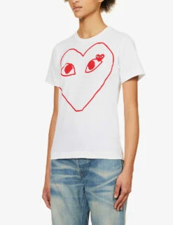 Comme Des Garçons Play Heart-logo Cotton-jersey T-shirt -Ted Baker Store 143 2000022 P1T099 WHITE ALT02