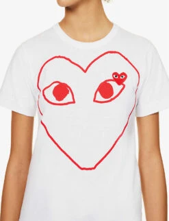Comme Des Garçons Play Heart-logo Cotton-jersey T-shirt -Ted Baker Store 143 2000022 P1T099 WHITE ALT04