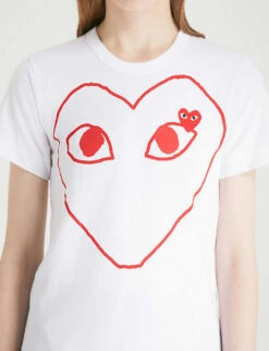 Comme Des Garçons Play Heart-logo Cotton-jersey T-shirt -Ted Baker Store 143 2000022 P1T099 WHITE ALT05