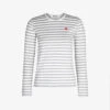 Comme Des Garçons Play Heart-embroidered Striped Cotton-jersey Top -Ted Baker Store 143 2000022 P1T217 S GREY M