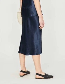 Vince Flared High-rise Crushed Satin Midi Skirt -Ted Baker Store 197 3004397 VR68530354 COASTAL ALT02