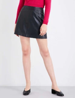 Whistles A-line Leather Skirt