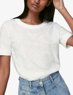 Whistles Rosa Double-trim Cotton-jersey T-shirt 10 Whistles Rosa Double-trim Cotton-jersey T-shirt -Ted Baker Store 501 10019 30980 WHITE ALT03