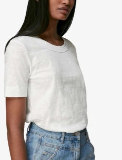 Whistles Rosa Double-trim Cotton-jersey T-shirt 11 Whistles Rosa Double-trim Cotton-jersey T-shirt -Ted Baker Store 501 10019 30980 WHITE ALT04