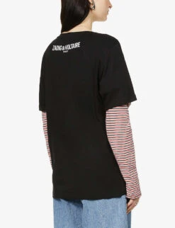 Zadig & Voltaire Bella Cotton-jersey T-shirt -Ted Baker Store 669 10175 PWGTR1801F NOIR ALT03