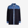 Sandro Oversized Knitted And Stretch-denim Jacket -Ted Baker Store 786 10081 SFPCA00119 DEEPNAVY ALT10