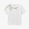 Sandro Rhinestone-embellished Cotton T-shirt -Ted Baker Store R00059640 NATURELS M