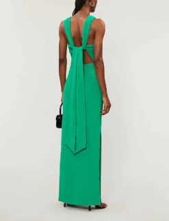 Whistles Tie Back Woven Maxi Dress -Ted Baker Store R00109043 GREEN ALT02