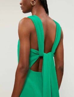 Whistles Tie Back Woven Maxi Dress -Ted Baker Store R00109043 GREEN ALT03