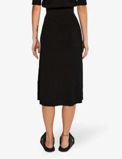 CLAUDIE PIERLOT Long Button-detail Knitted Midi Skirt -Ted Baker Store R03670966 BLACK ALT02