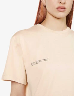 Text-print Organic-cotton-and Seaweed-blend T-shirt -Ted Baker Store R03751956 SAND ALT04