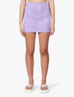High-rise Seersucker Stretch-woven Mini Skirt 9 High-rise Seersucker Stretch-woven Mini Skirt -Ted Baker Store R03756657 S LILAC ALT02