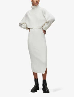 AllSaints Margot Ribbed Two-piece Midi Dress -Ted Baker Store R03758949 CHALKWHITE ALT01