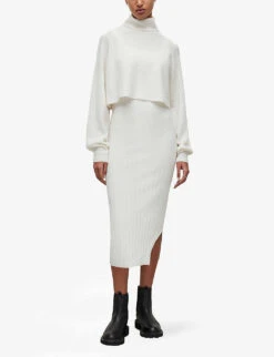 AllSaints Margot Ribbed Two-piece Midi Dress -Ted Baker Store R03758949 CHALKWHITE ALT02