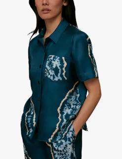 Whistles Tie-dye Relaxed-fit Silk Shirt -Ted Baker Store R03763548 BLUEMULTI ALT03