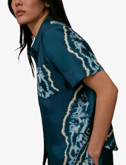 Whistles Tie-dye Relaxed-fit Silk Shirt -Ted Baker Store R03763548 BLUEMULTI ALT04