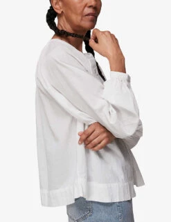 Whistles Jessie Relaxed-fit Cotton Blouse 12 Whistles Jessie Relaxed-fit Cotton Blouse -Ted Baker Store R03764106 WHITE ALT04