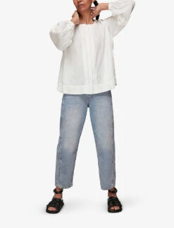 Whistles Jessie Relaxed-fit Cotton Blouse 13 Whistles Jessie Relaxed-fit Cotton Blouse -Ted Baker Store R03764106 WHITE ALT05