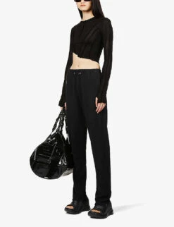 Asymmetric Long-sleeved Upcycled-jersey Top 8 Asymmetric Long-sleeved Upcycled-jersey Top -Ted Baker Store R03764362 BLACK ALT01