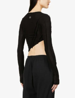 Asymmetric Long-sleeved Upcycled-jersey Top 10 Asymmetric Long-sleeved Upcycled-jersey Top -Ted Baker Store R03764362 BLACK ALT03