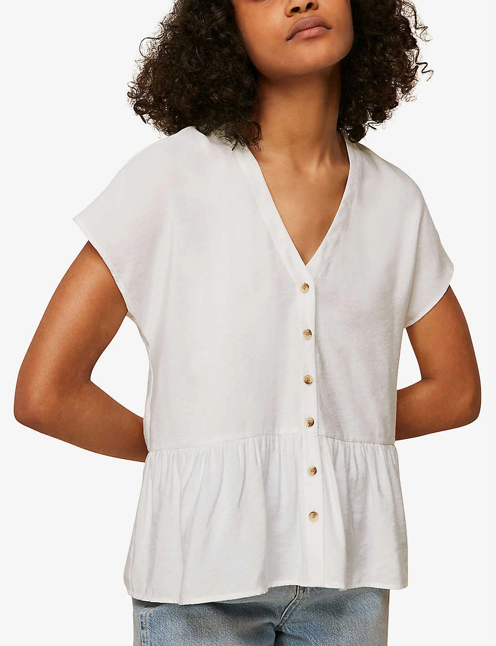 Whistles Peplum-hem Buttoned Woven Top 4 Whistles Peplum-hem Buttoned Woven Top - Image 2