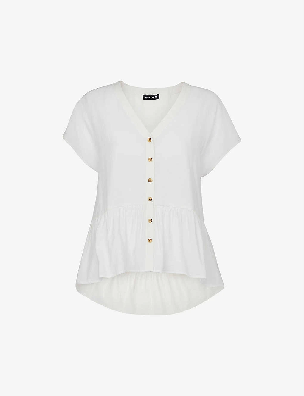 Whistles Peplum-hem Buttoned Woven Top 3 Whistles Peplum-hem Buttoned Woven Top