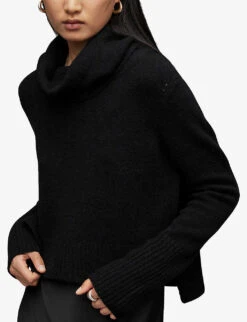 AllSaints Tierny 2-in-1 Knitted And Recycled-polyester Midi Dress -Ted Baker Store R03766022 BLACK ALT04