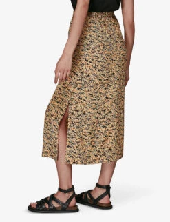 Whistles Bark-print Woven Midi Skirt -Ted Baker Store R03771308 MULTICOLOURED ALT02