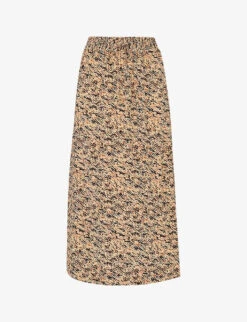 Whistles Bark-print Woven Midi Skirt