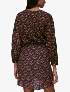 Whistles Ikat-print Wrap-front Cotton Mini Skirt 9 Whistles Ikat-print Wrap-front Cotton Mini Skirt -Ted Baker Store R03778569 MULTICOLOURED ALT02