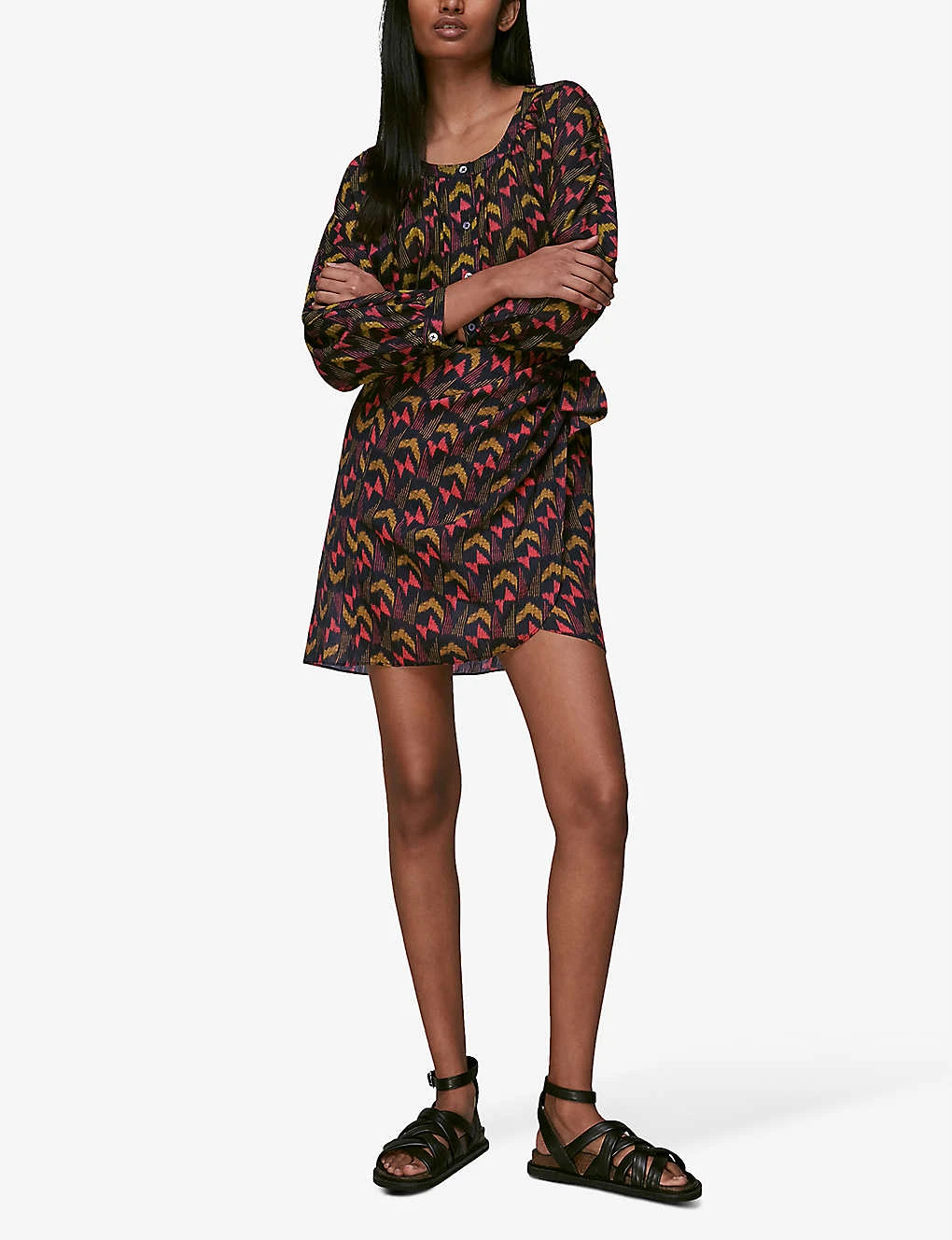 Whistles Ikat-print Wrap-front Cotton Mini Skirt 6 Whistles Ikat-print Wrap-front Cotton Mini Skirt - Image 4