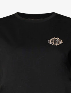 Maje Logo- Embroidered Cotton-jersey T-shirt -Ted Baker Store R03802228 NOIRGRIS ALT02