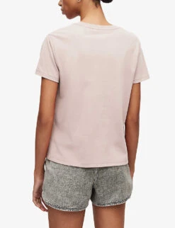 AllSaints Grace Logo-embroidered Cotton-jersey T-shirt -Ted Baker Store R03814577 TAINTEDPINK ALT03