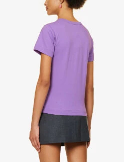 Comme Des Garçons Play Heart-embroidered Cotton-jersey T-shirt -Ted Baker Store R03829849 PURPLE ALT03