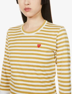 Comme Des Garçons Play Heart-embellished Cotton-jersey T-shirt -Ted Baker Store R03829850 OLIVEWHITE ALT04