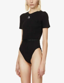 Marine Serre Brand-print Organic Cotton-blend Body -Ted Baker Store R03833273 BLACK ALT02