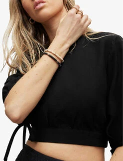 AllSaints Asta Cropped Woven Linen-blend Top -Ted Baker Store R03842381 BLACK ALT04