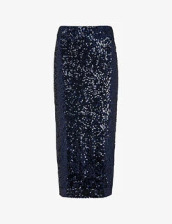 Whistles High-rise Sequin-embellished Stretch Recycled-polyester Midi Skirt