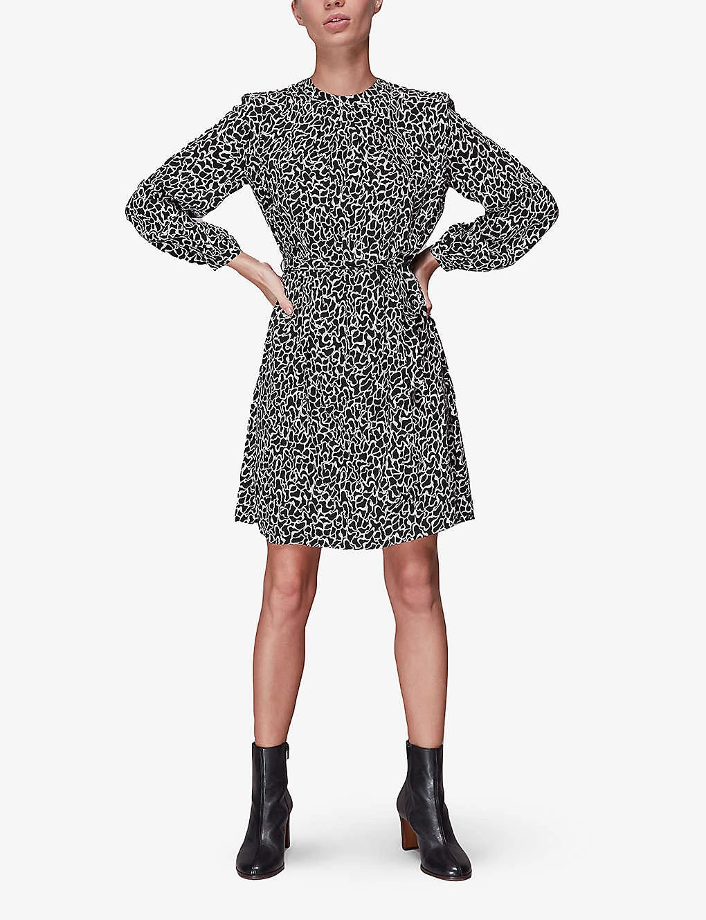 Whistles Round-neck Swirl-print Crepe Mini Dress 4 Whistles Round-neck Swirl-print Crepe Mini Dress - Image 2