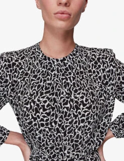 Whistles Round-neck Swirl-print Crepe Mini Dress 9 Whistles Round-neck Swirl-print Crepe Mini Dress -Ted Baker Store R03851426 BLACKMULTI ALT02