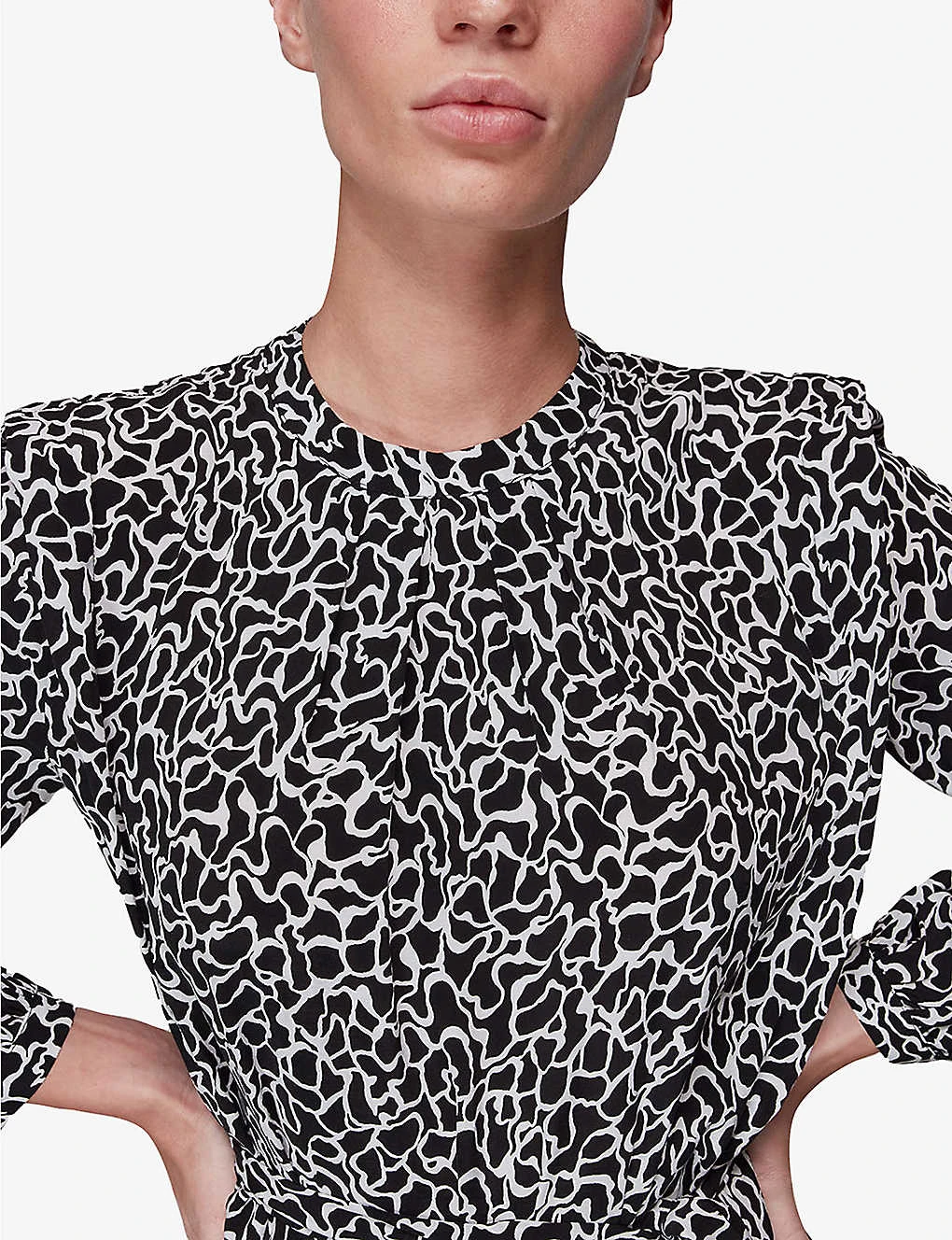 Whistles Round-neck Swirl-print Crepe Mini Dress 5 Whistles Round-neck Swirl-print Crepe Mini Dress - Image 3