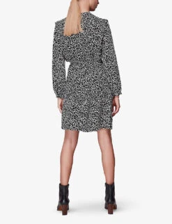 Whistles Round-neck Swirl-print Crepe Mini Dress 10 Whistles Round-neck Swirl-print Crepe Mini Dress -Ted Baker Store R03851426 BLACKMULTI ALT03