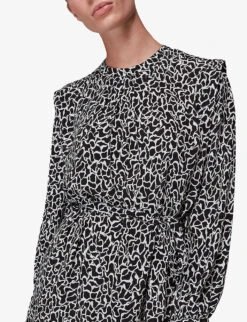 Whistles Round-neck Swirl-print Crepe Mini Dress 11 Whistles Round-neck Swirl-print Crepe Mini Dress -Ted Baker Store R03851426 BLACKMULTI ALT04