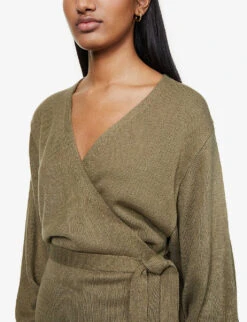 Beau Wrap-front Knitted Midi Dress 11 Beau Wrap-front Knitted Midi Dress -Ted Baker Store R03861942 OLIVEGREEN ALT04